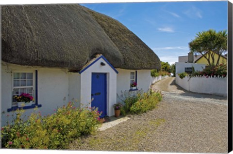 Framed Traditional Thatched Cottage, Kilmore Quay, County Wexford, Ireland Print