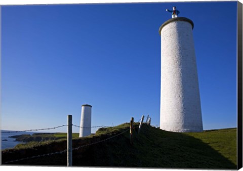 Framed Metal Man Shipping Beacon, Great Newtown Head, Tramore, County Waterford, Ireland Print