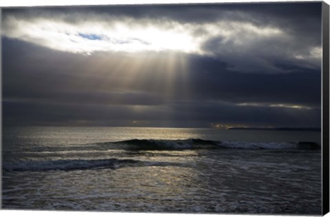 Framed Sun Shining through Dark Clouds, Lady&#39;s Cove, The Copper Coast, County Waterford, Ireland Print