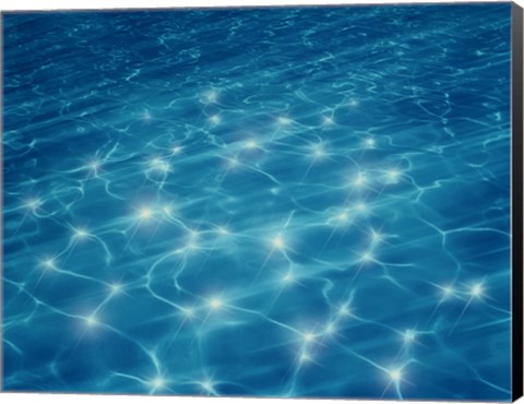 Framed Dancing lights under deep blue water Print