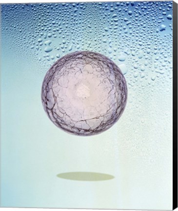 Framed Crystal sphere floating in water and bubbles Print