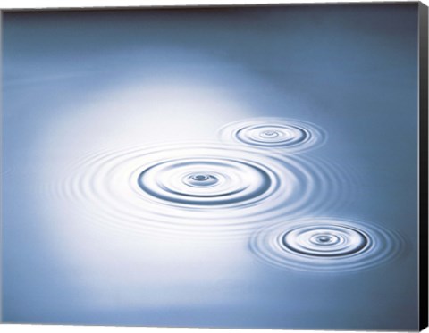 Framed Three rings in grey tinted water with bright light Print