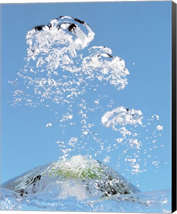 Framed Churning bubbles rising upwards in blue water Print