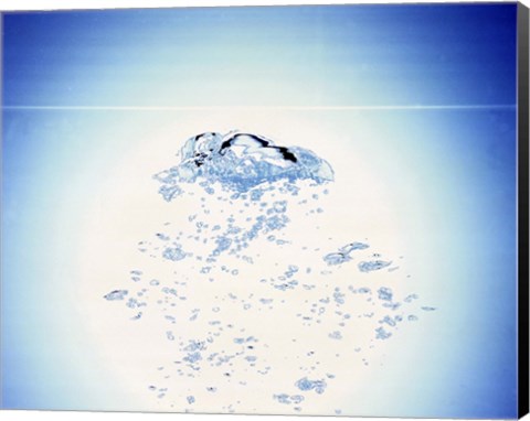 Framed Churning bubbles rising upwards with bright light background Print