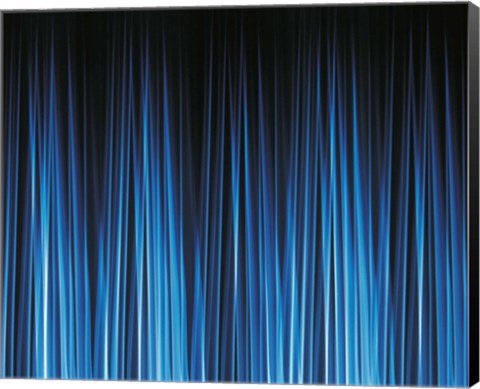 Framed Vertically striated curtain in dark blues Print