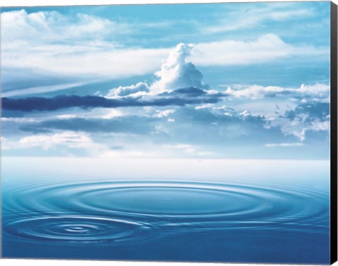 Framed Dramatic cloud formations above rings in deep blue water Print