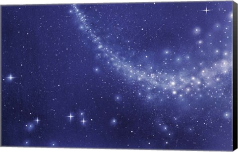 Framed Trail of stars in deep blue sky Print