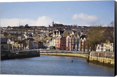 Framed Kneeling Canoe, River Lee, Cork City, Ireland Print