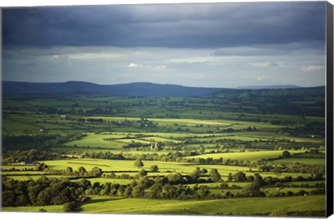 Framed Pastoral Fields, Near Clonea, County Waterford, Ireland Print