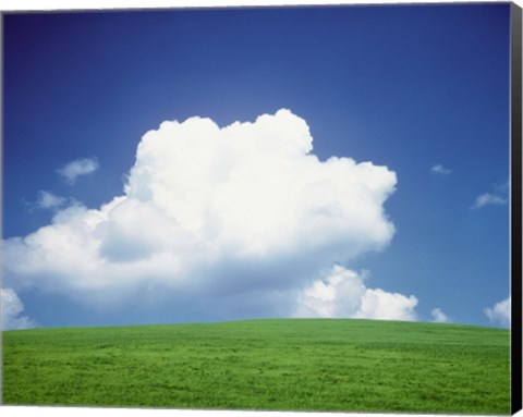 Framed Clouds over a grassland Print