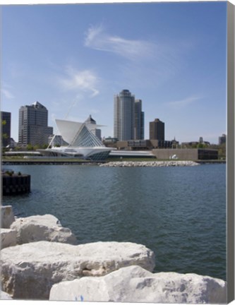 Framed Museum at the waterfront, Milwaukee Art Museum, Lake Michigan, Milwaukee, Wisconsin, USA Print