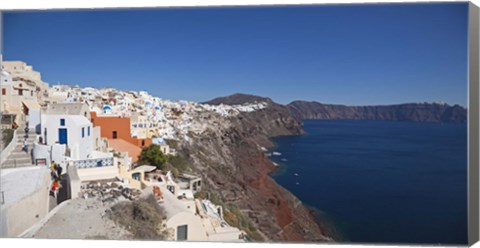 Framed High angle view of a town on an island, Oia, Santorini, Cyclades Islands, Greece Print