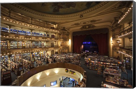 Framed Interiors of a bookstore, El Ateneo, Avenida Santa Fe, Buenos Aires, Argentina Print