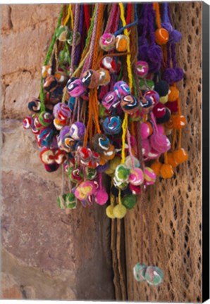 Framed Multi-colored hangings on wall, Tulmas, Purmamarca, Quebrada De Humahuaca, Argentina Print