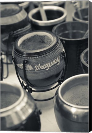 Framed Close Up of Mate Cups at a Market Stall, Plaza Constitucion, Montevideo, Uruguay Print