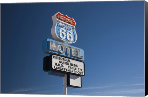 Framed Low angle view of a motel sign, Route 66, Seligman, Yavapai County, Arizona, USA Print