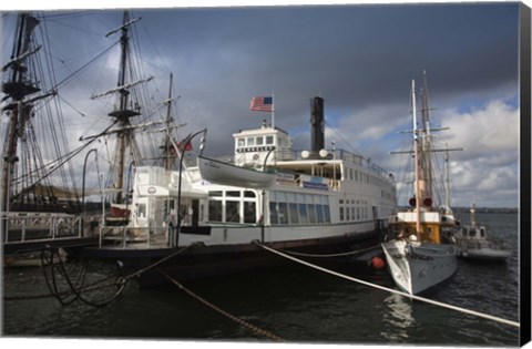 Framed Maritime museum with Ferry Berkeley, San Diego Bay, San Diego, California, USA Print