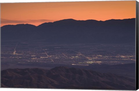 Framed Coachella Valley and Palm Springs from Key&#39;s View, Joshua Tree National Park, California, USA Print