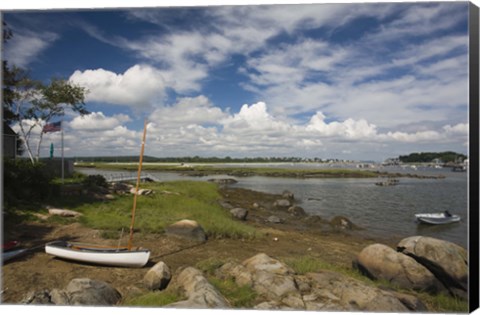 Framed Rocks on the coast, Annisquam Harbor Light, Gloucester, Cape Ann, Massachusetts, USA Print