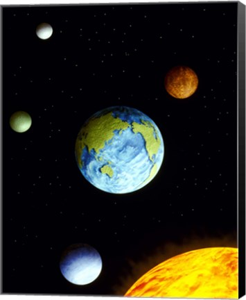 Framed Universe with planets Print