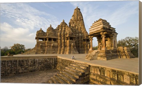 Framed Staircase in a temple, Khajuraho, Chhatarpur District, Madhya Pradesh, India Print