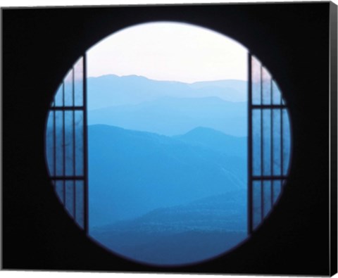 Framed View of Hazy Blue Mountain Ranges Print