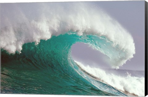 Framed Crashing Green and White Wave Print