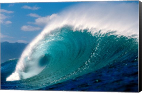 Framed Crahsing Wave (Side View) Print