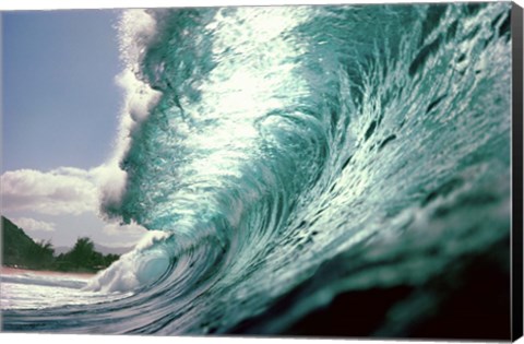 Framed Side Angle of a Giant Green Wave Print