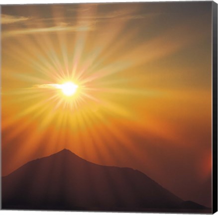 Framed Sun Shinning Over the Mountain, Computer graphics, Lens Flare Print