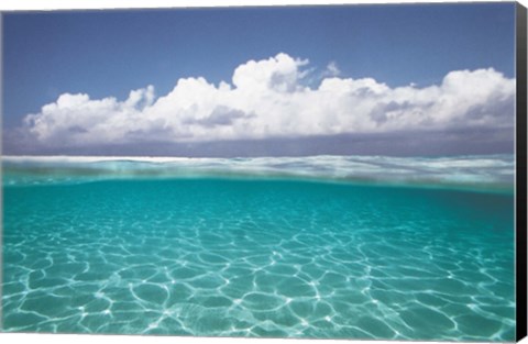 Framed Cumulus clouds over sea, Aqua Print