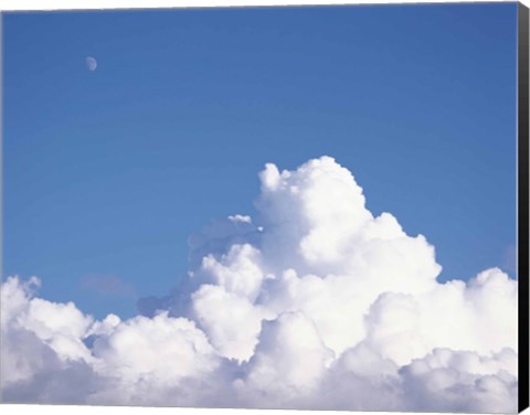 Framed Cumulus clouds and moon in sky Print