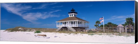 Framed Lighthouse on the beach, Port Boca Grande Lighthouse, Gasparilla Island State Park, Gasparilla Island, Florida, USA Print