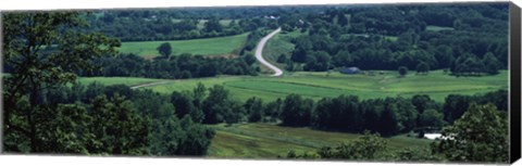 Framed Winding road passing through a landscape, East Central, Missouri, USA Print