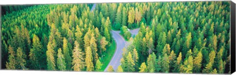 Framed Fall aerial road forest Kuopio Finland Print