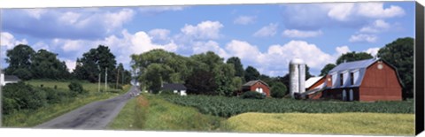 Framed Road passing through a farm, Emmons Road, Tompkins County, Finger Lakes Region, New York State, USA Print