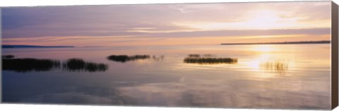 Framed Sunset over a lake, Chequamegon Bay, Lake Superior, Wisconsin, USA Print
