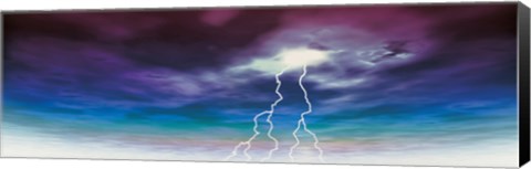 Framed Colored stormy sky w/ angry lightning Print