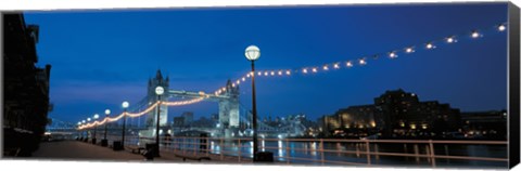 Framed Tower Bridge London England (Nighttime with Lights) Print