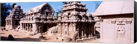 Framed Monuments in a temple, Panch Rathas, Mahabalipuram, Tamil Nadu, India Print