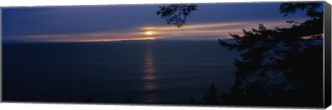 Framed Sunset over the sea, Strait of Juan de Fuca, Whidbey Island, Island County, Washington State, USA Print