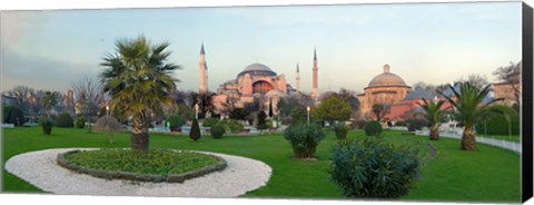 Framed Formal garden in front of a church, Aya Sofya, Istanbul, Turkey Print