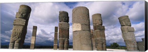 Framed Low angle view of clouds over statues, Atlantes Statues, Temple of Quetzalcoatl, Tula, Hidalgo State, Mexico Print