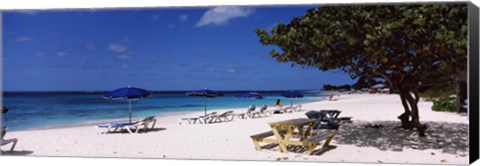 Framed Beach chairs on the beach, Shoal Bay Beach, Anguilla Print