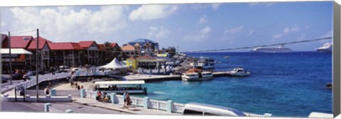 Framed Buildings at the waterfront, George Town, Grand Cayman, Cayman Islands Print