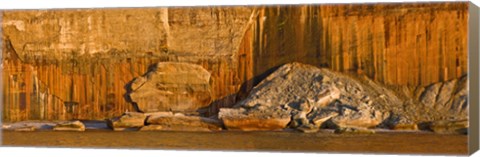 Framed Pictured rocks near a lake, Pictured Rocks National Lakeshore, Lake Superior, Upper Peninsula, Alger County, Michigan, USA Print