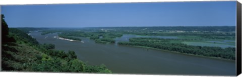 Framed River flowing through a landscape, Mississippi River, Marquette, Prairie Du Chien, Wisconsin-Iowa, USA Print