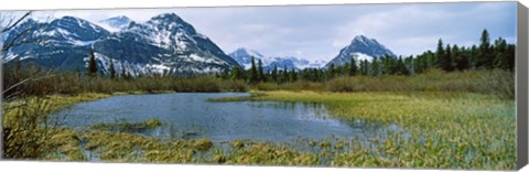 Framed Lake with mountains in the background, US Glacier National Park, Montana, USA Print