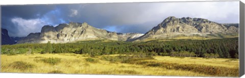 Framed Clouds over mountains, Many Glacier valley, US Glacier National Park, Montana, USA Print