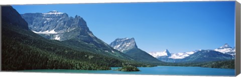 Framed Lake in front of mountains, St. Mary Lake, US Glacier National Park, Montana Print